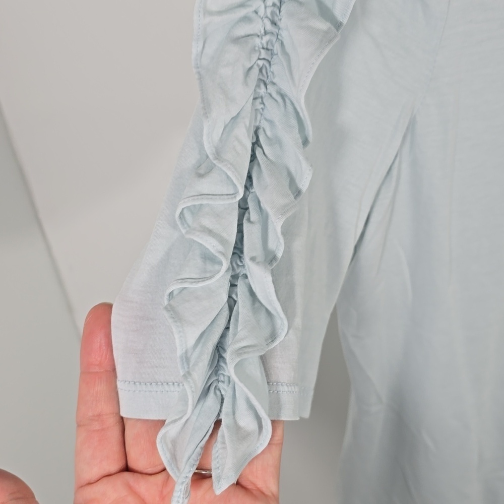 {Rebecca Taykor} NWT Ruffled Sleeve Light Blue Top - Large - Picture 6 of 13